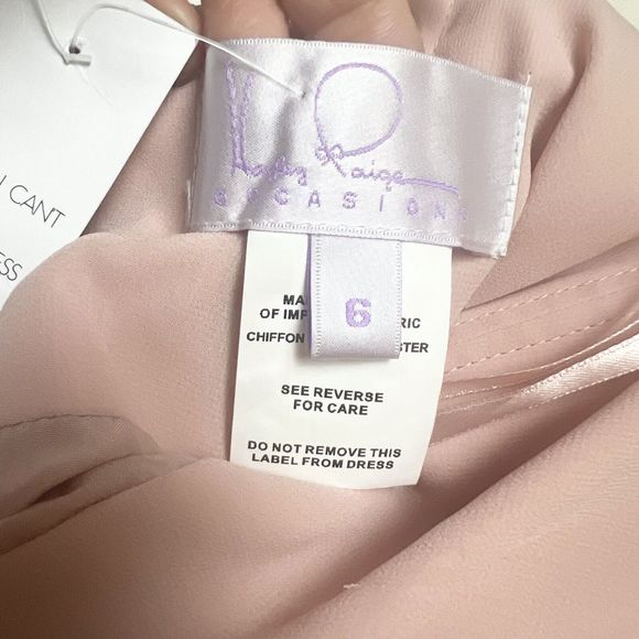 Hayley Paige Occasions Blush Pink Sweetheart Chiffon Dress Jewel Straps NWT Sz 6 - Picture 10 of 13